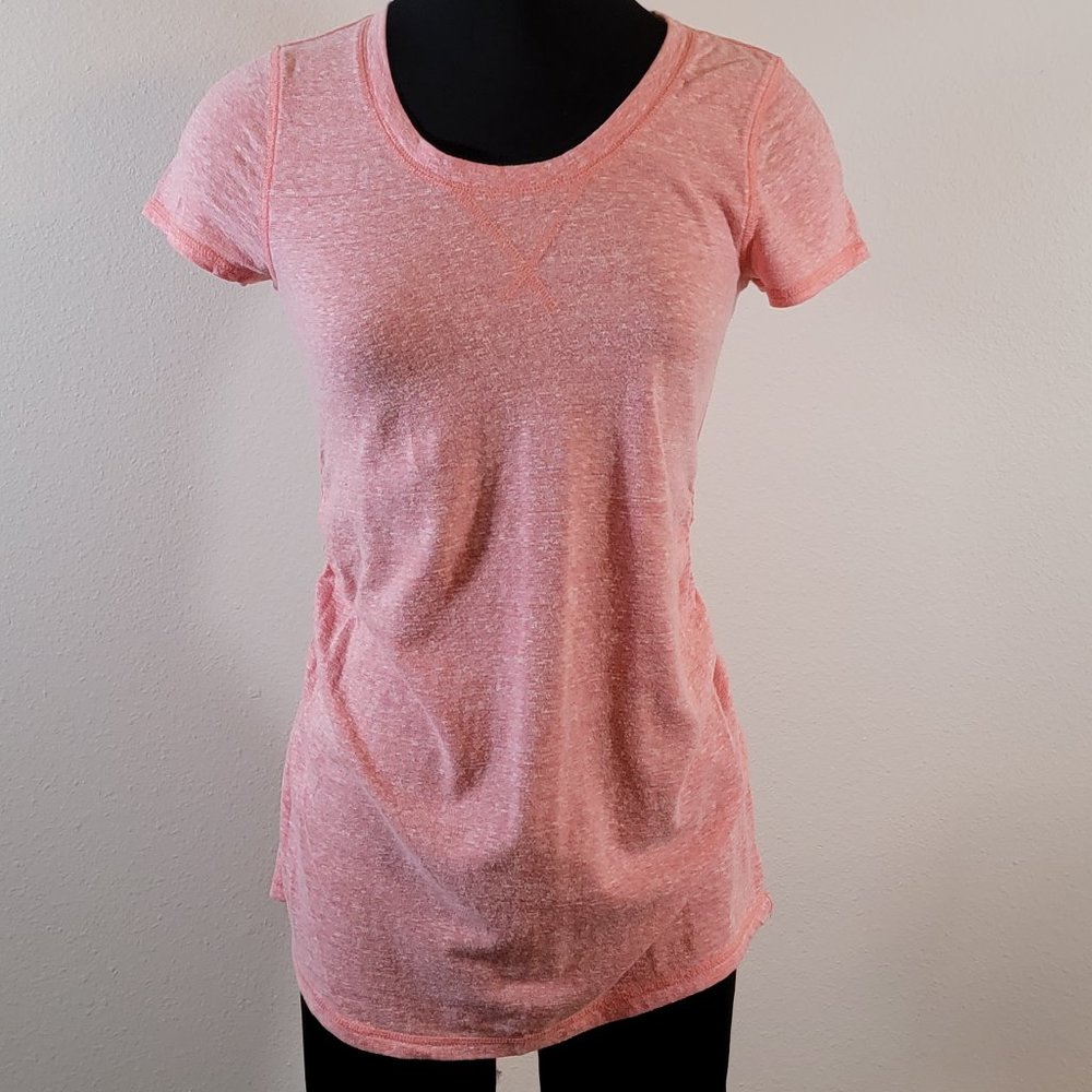 🤑 Liz Lange Maternity TShirt Short Sleeve Crew Neck Heather Peach Womens XS